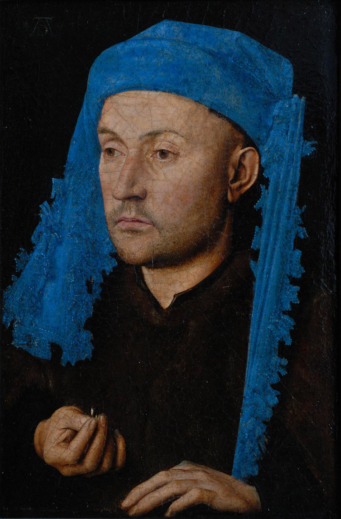 Verona Jan van Eyck Ritratto d'uomo con copricapo azzurro 1429 circa Sibiu Muzeul National Brukenthal