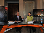 Paolo Baratta e Beatrice Curiger alla conferenza stampa di chiusura della 54ma Biennale di Venezia
