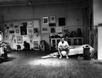 Robert Rauschenberg in his Broadway studio
