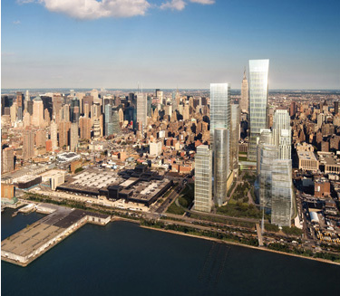 Un rendering del progetto di sviluppo Hudson Yards