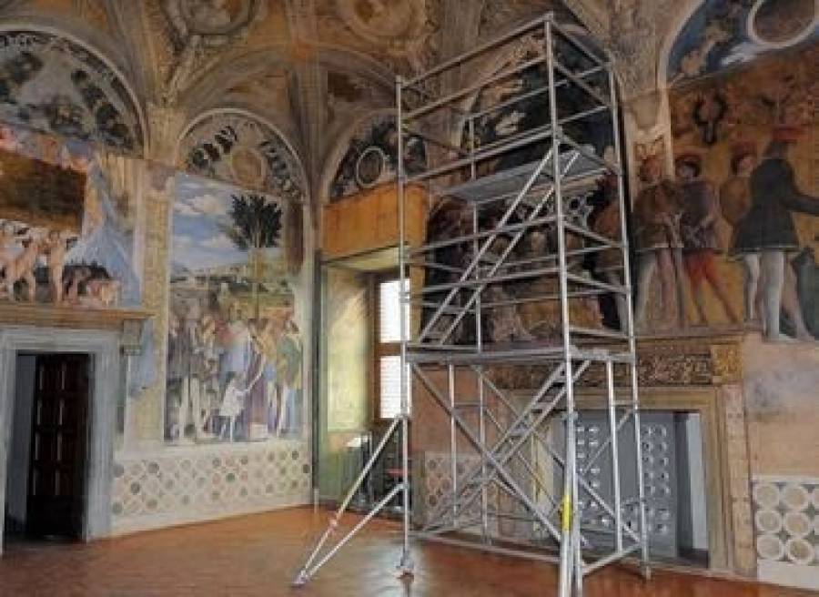 Impalcature nella Camera degli Sposi